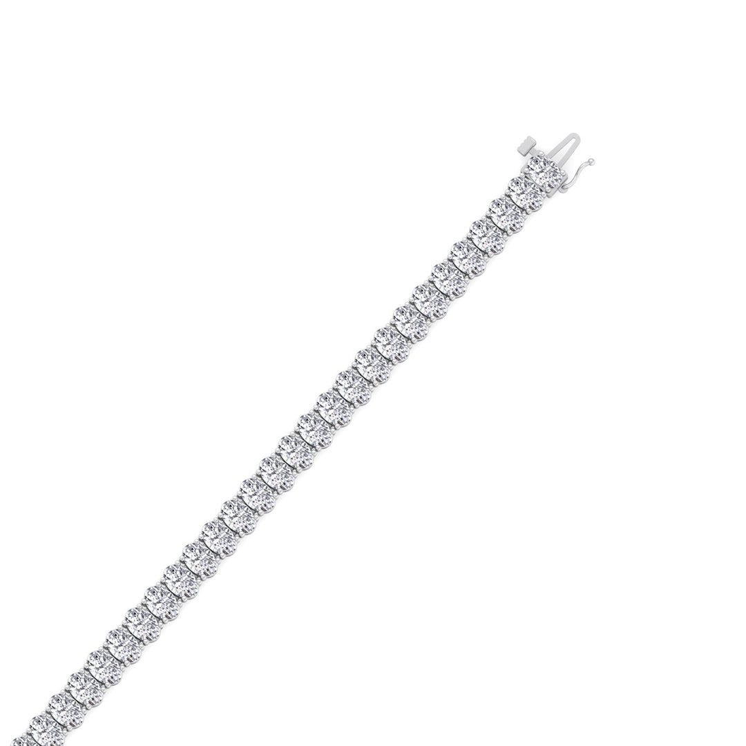 Oval Cut Graduated Lab Grown Necklace 14K White Clasp