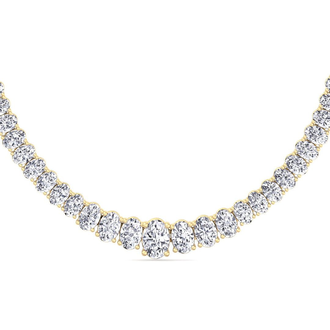 Oval Cut Graduated Lab Grown Necklace 14K Yellow 