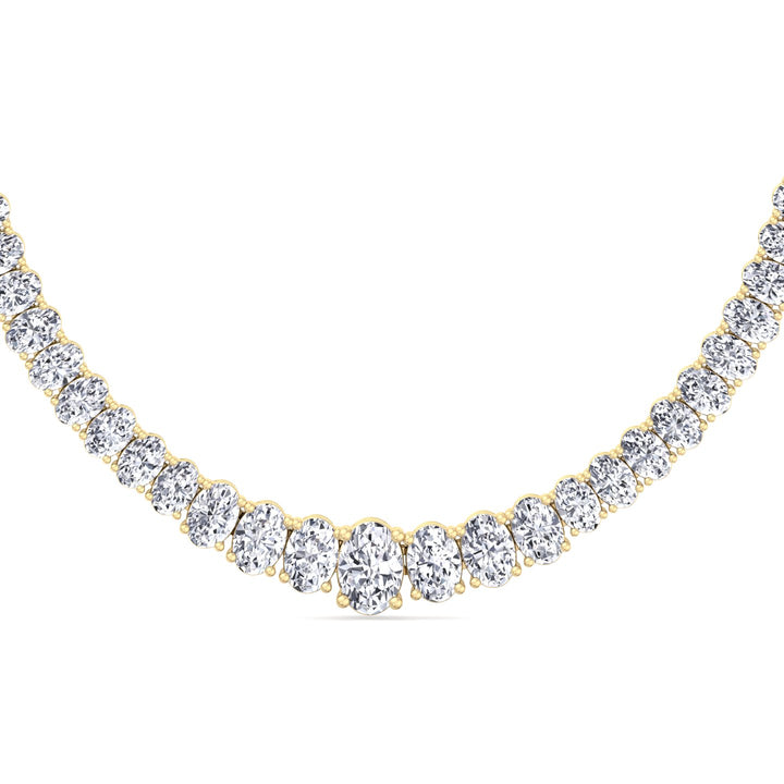 Oval Cut Graduated Lab Grown Necklace 14K Yellow 