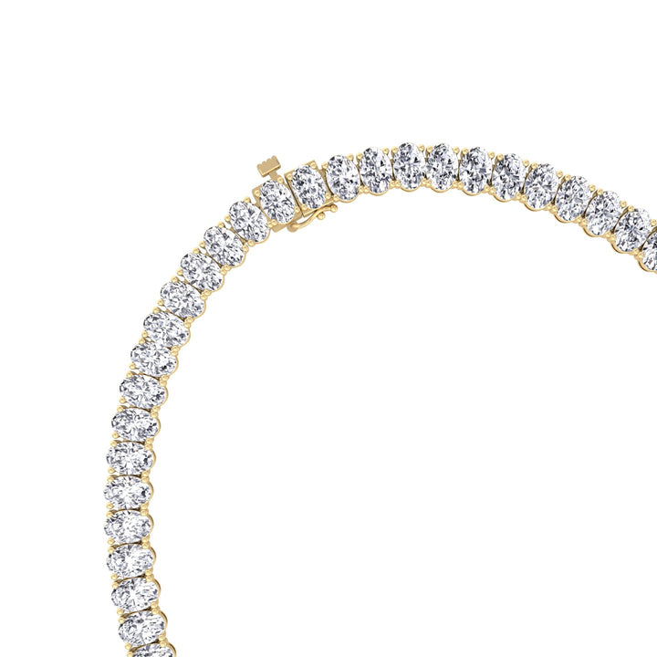 Oval Cut Graduated Lab Grown Necklace 14K Yellow Clasp