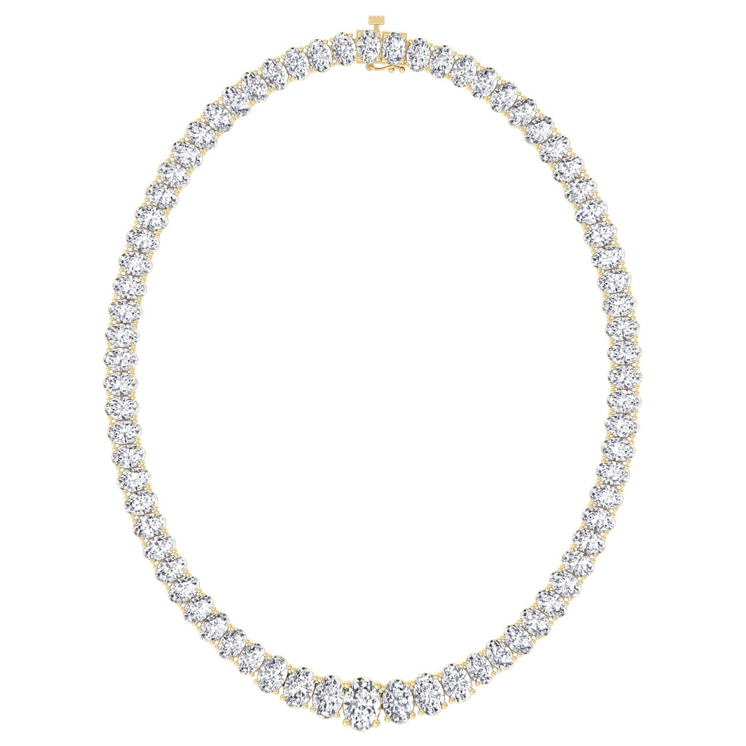 Oval Cut Graduated Lab Grown Necklace 14K Yellow Gold 