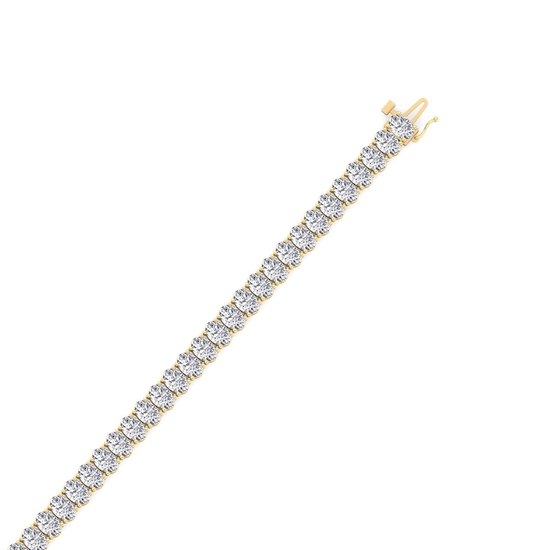 Oval Cut Graduated Lab Grown Necklace 14K Yellow Hook