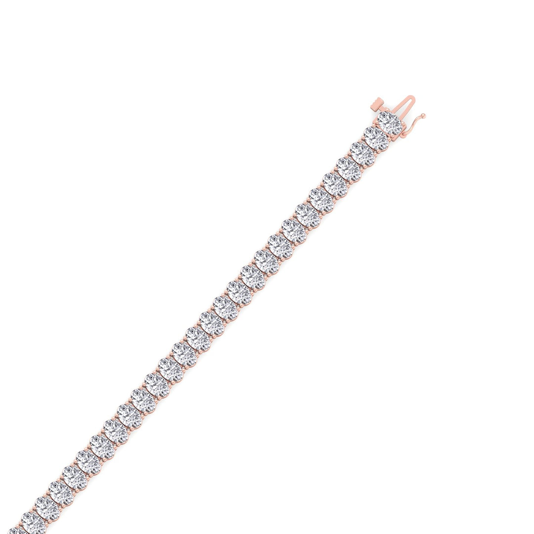 Oval Cut Graduated Lab Necklace 14K Rose Clasp