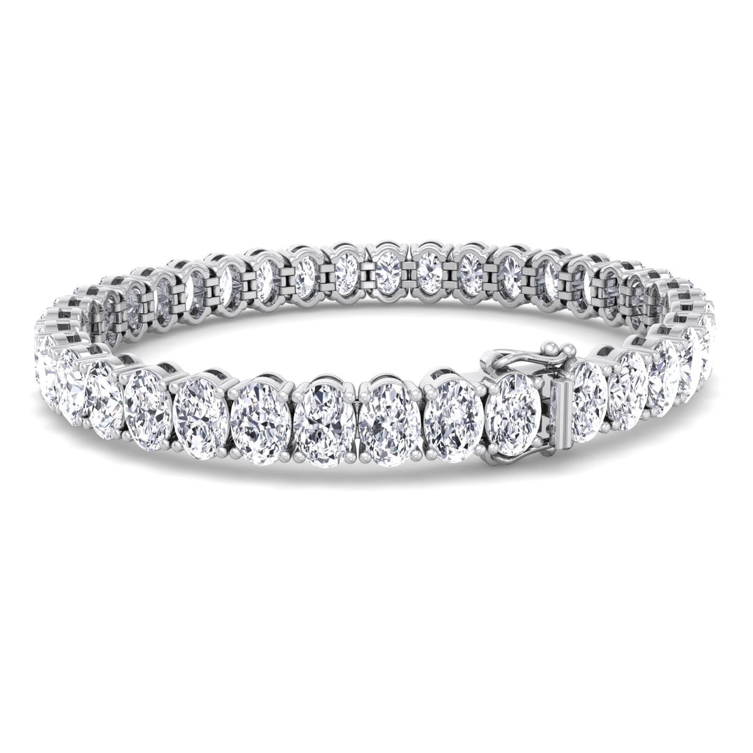 Oval Cut Lab-Grown Diamond Tennis Bracelet 14K White 