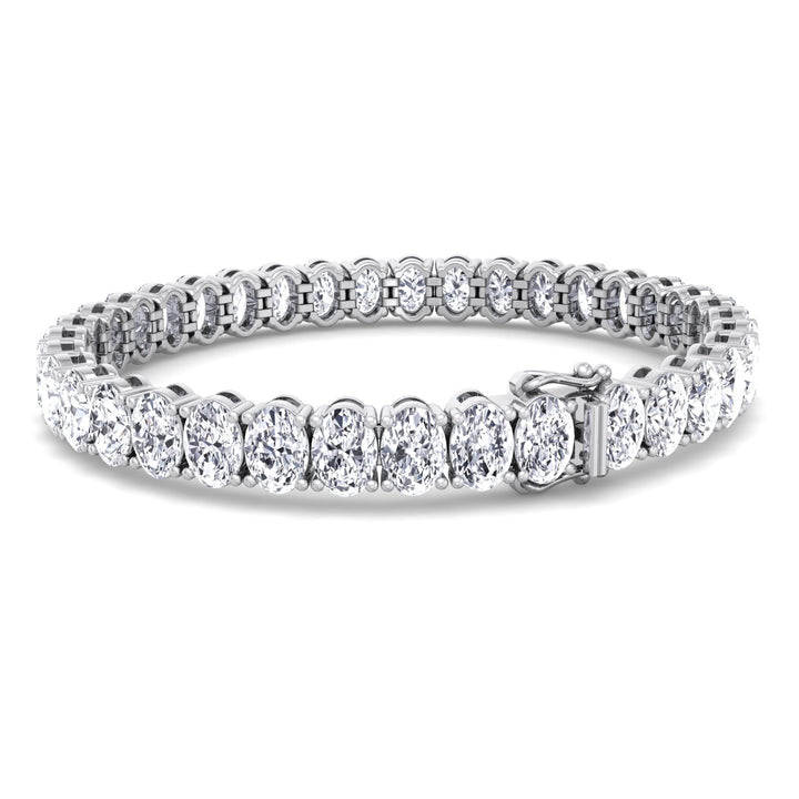 Oval Cut Lab-Grown Diamond Tennis Bracelet 14K White 