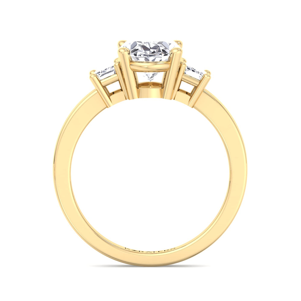 Oval Cut Lab Diamond Engagement Ring Emerald Side Stones yellow gold