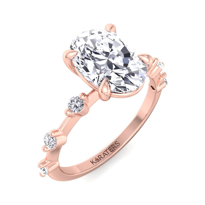 Oval Solitaire Lab Diamond Ring Rose Gold