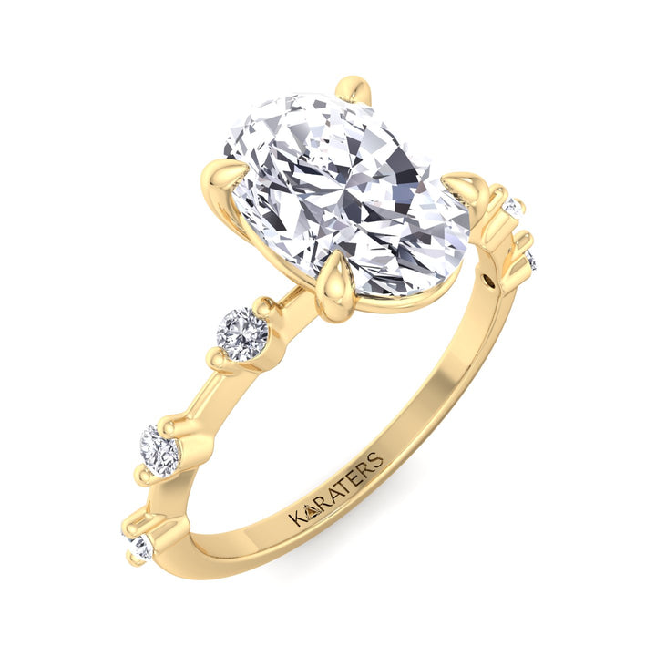Oval Solitaire Lab Diamond Ring Yellow Gold