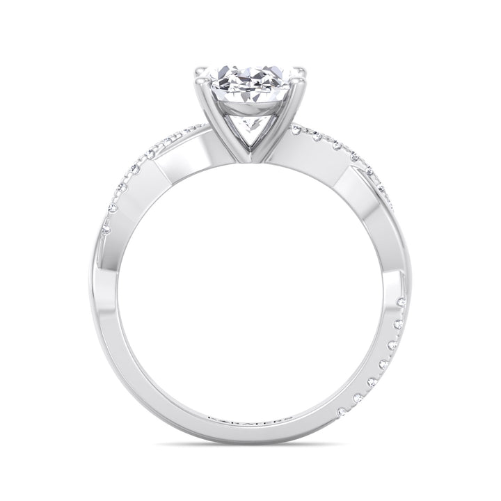 Oval Solitaire Lab Diamond Ring with Oval SideStones White gold