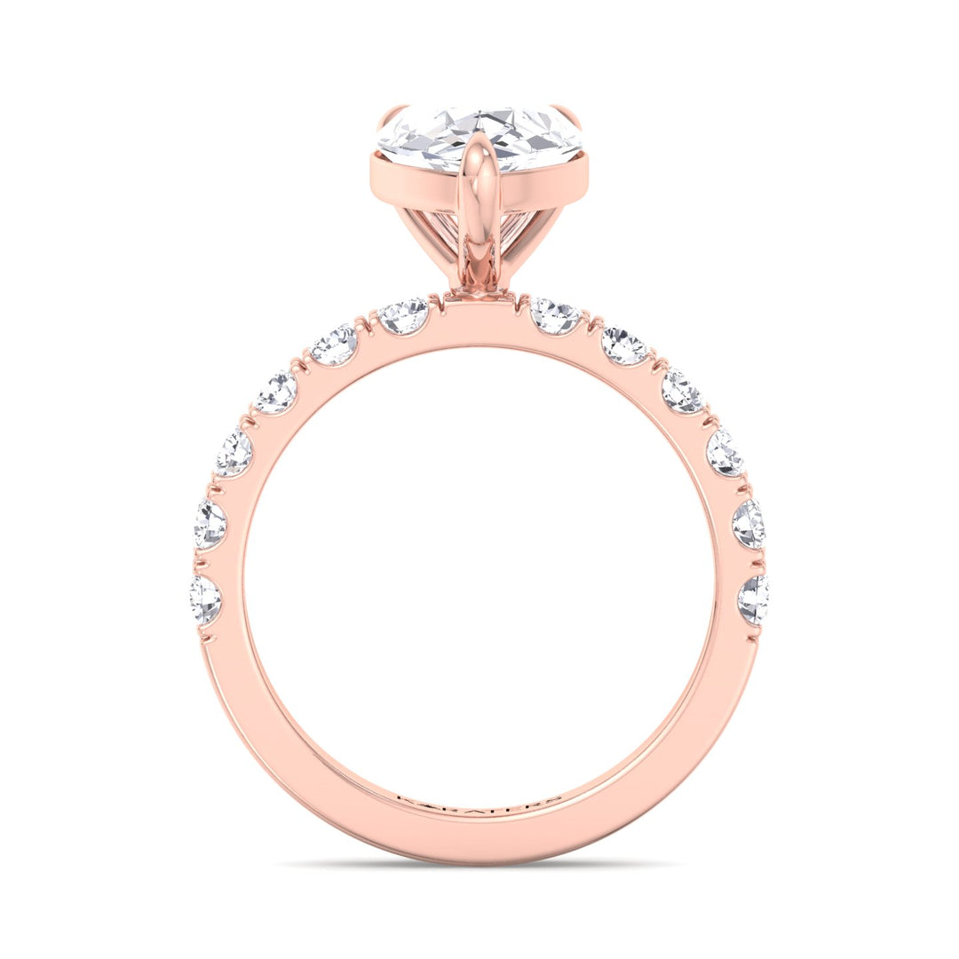 Palmdale-Pear Shape Lab Grown Rose Gold Diamond Ring, Profile