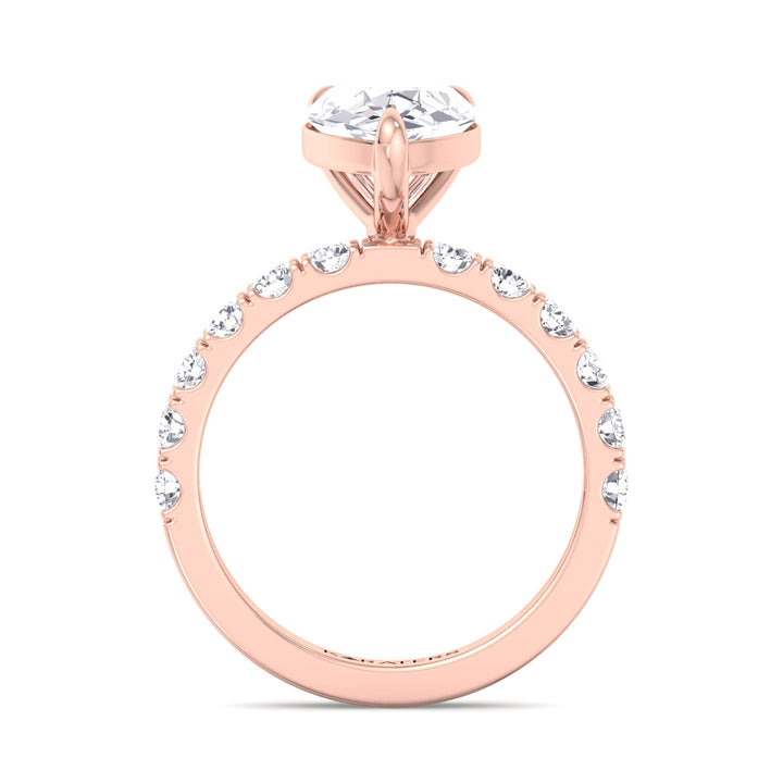 Palmdale-Pear Shape Lab Grown Rose Gold Diamond Ring, Profile