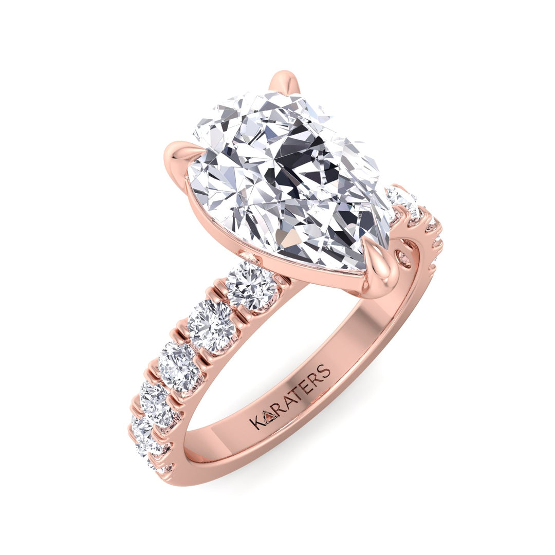Palmdale-Pear Shape Lab Grown Rose Gold Diamond Ring, Top Down