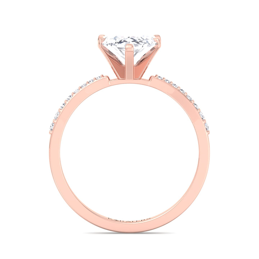 Pasadena-Marquise Cut Lab Rose Gold Diamond Engagement Ring, Profile