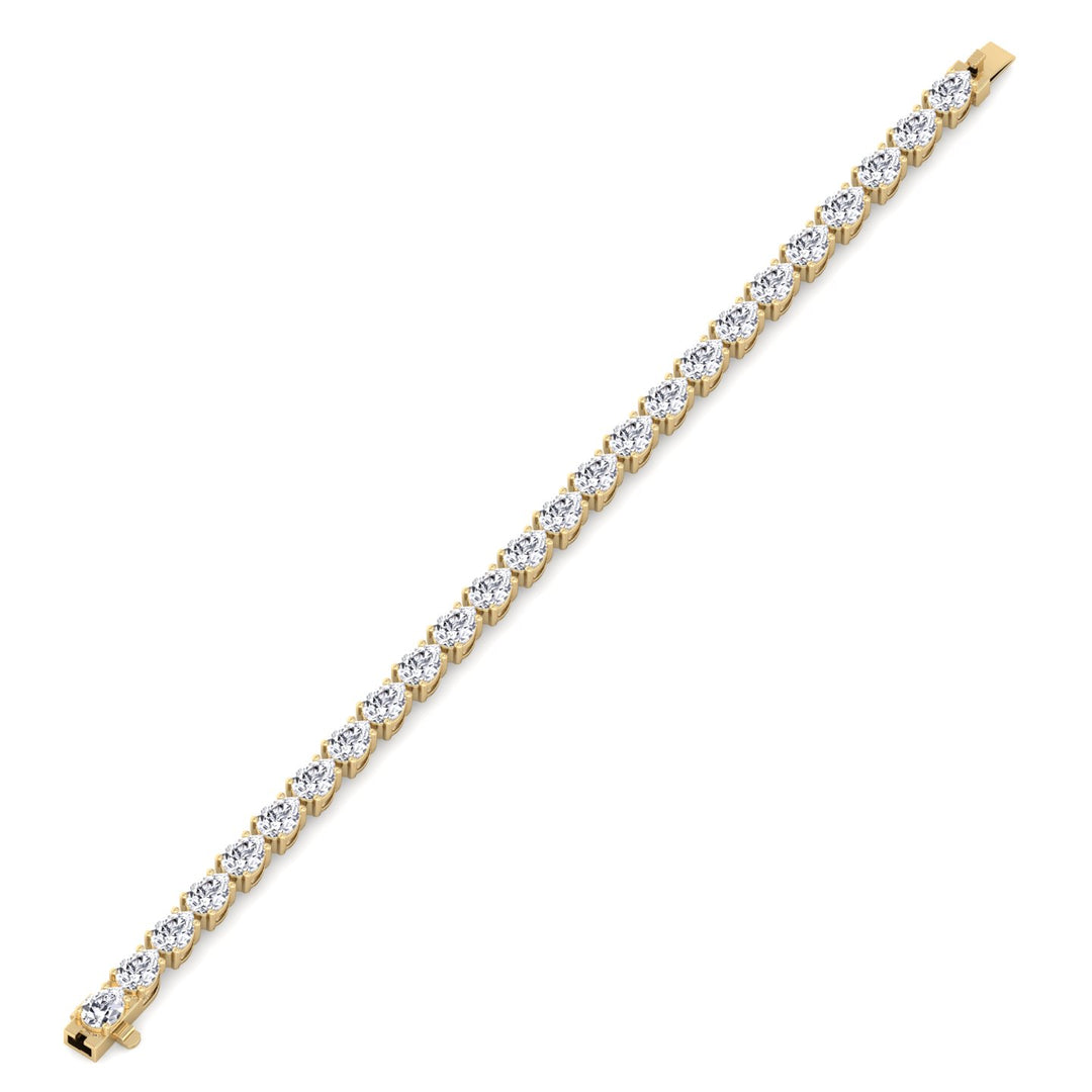 Pear East To West Lab Diamond Tennis Bracelet 18K Yellow Clasp