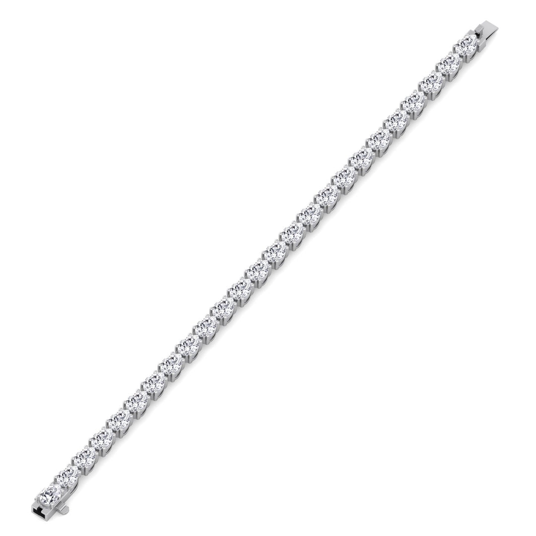 Pear Shape East To West Lab Diamond Tennis Bracelet White 