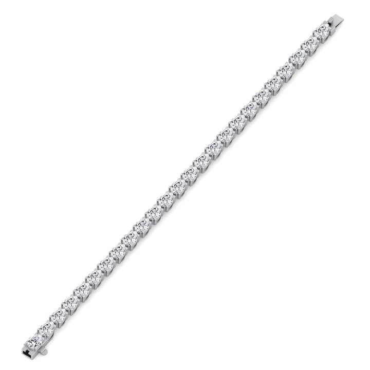 Pear Shape East To West Lab Diamond Tennis Bracelet White 