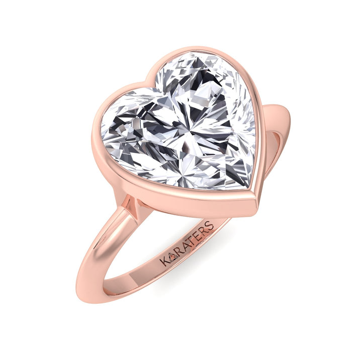 Peony - Heart Bezel Solitaire Lab Diamond Ring Rose Gold