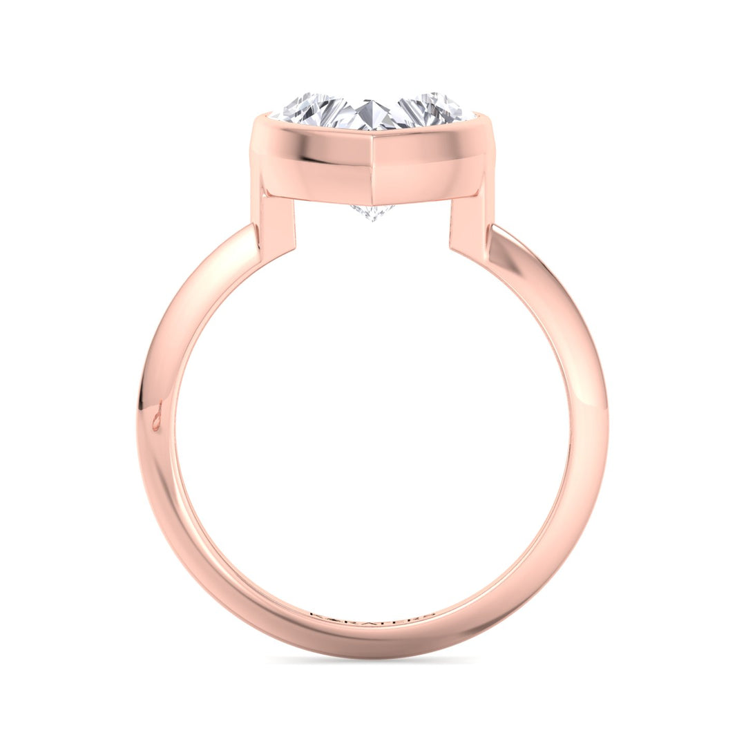 Peony - Heart Shape Bezel Solitaire Lab Diamond Ring Rose 