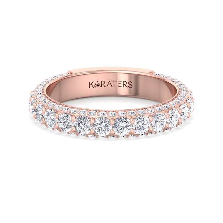 Pietre - Round Cut Lab Rose Gold Diamond Eternity Band, Front