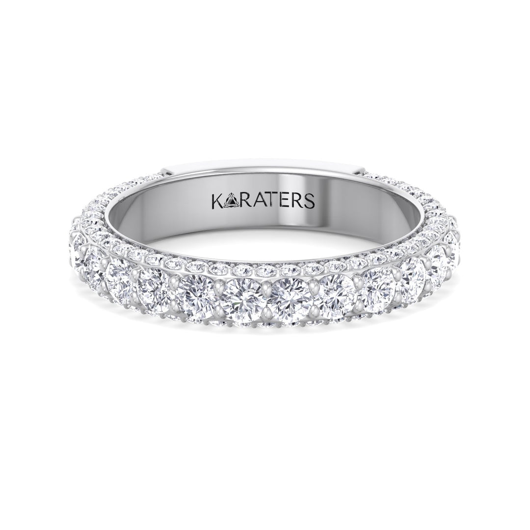 Pietre - Round Cut Lab White Gold Diamond Eternity Band, Front