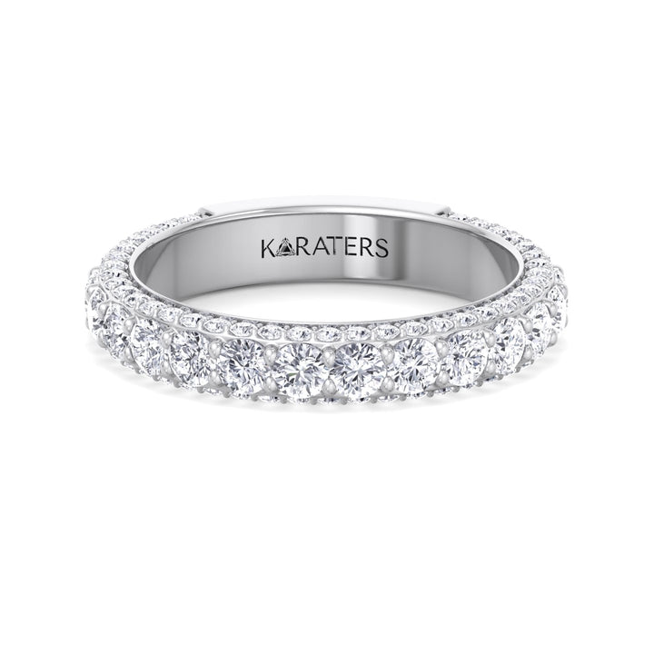 Pietre - Round Cut Lab White Gold Diamond Eternity Band, Front