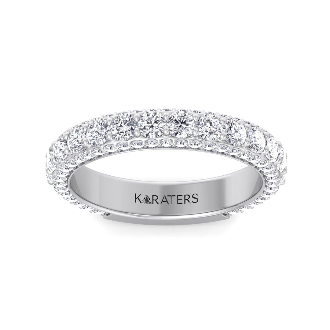 Pietre - Round Cut Lab White Gold Diamond Eternity Band, Front, Top Down