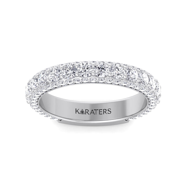 Pietre - Round Cut Lab White Gold Diamond Eternity Band, Front, Top Down