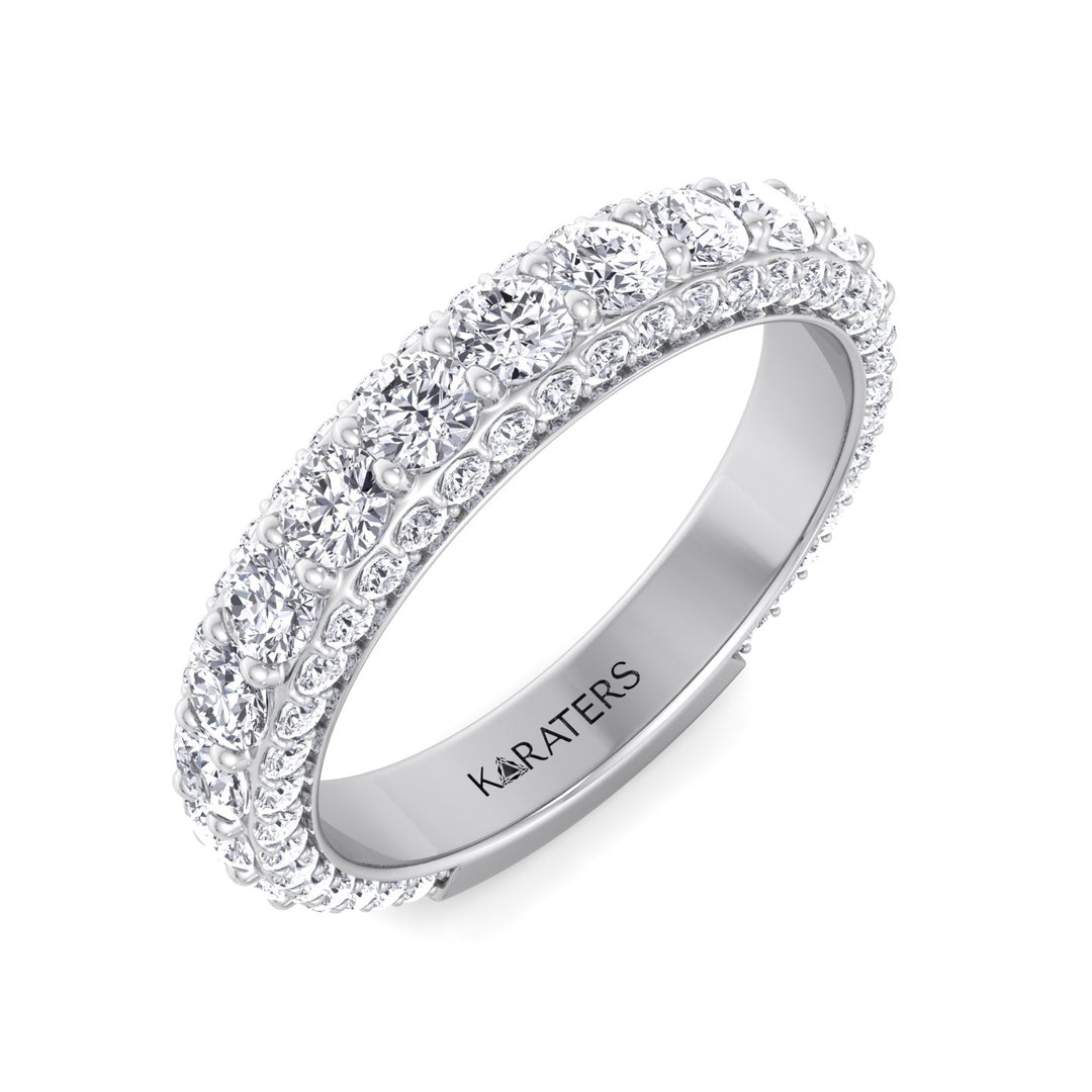 Pietre - Round Cut Lab White Gold Diamond Eternity Band, Top Down