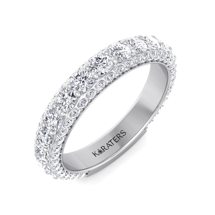 Pietre - Round Cut Lab White Gold Diamond Eternity Band, Top Down