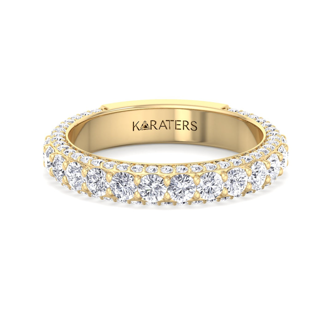 Pietre - Round Cut Lab Yellow Gold Diamond Eternity Band, Front