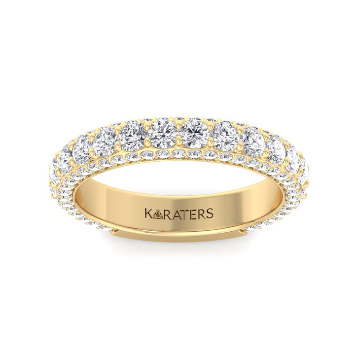 Pietre - Round Cut Lab Yellow Gold Diamond Eternity Band, Front, Top Down