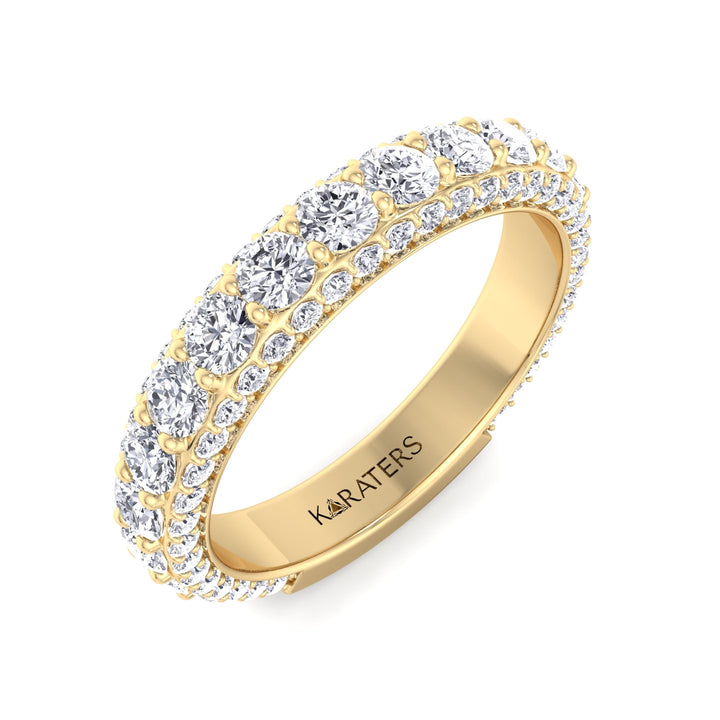 Pietre - Round Cut Lab Yellow Gold Diamond Eternity Band, Top Down