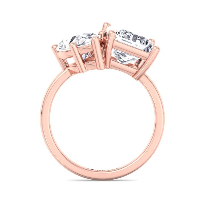 Princess & Pear Cut Lab Diamond Solitaire Ring Rose Gold