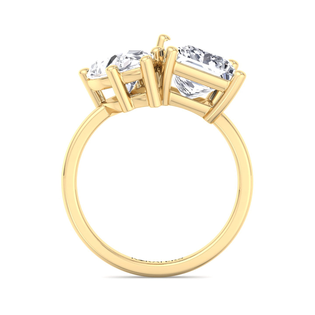 Princess & Pear Cut Lab Diamond Solitaire Yellow Ring 