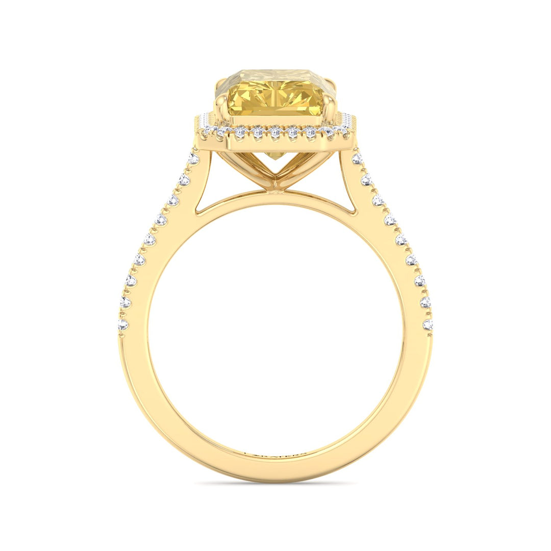 Radiant Cut Canary Yellow Lab Diamond White Yellow Engagement Ring, Profile