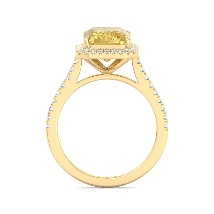 Radiant Cut Canary Yellow Lab Diamond White Yellow Engagement Ring, Profile