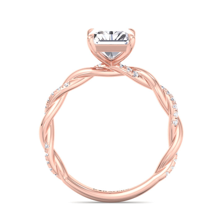Radiant Cut Lab Diamond Ring Twist Band Rose Gold