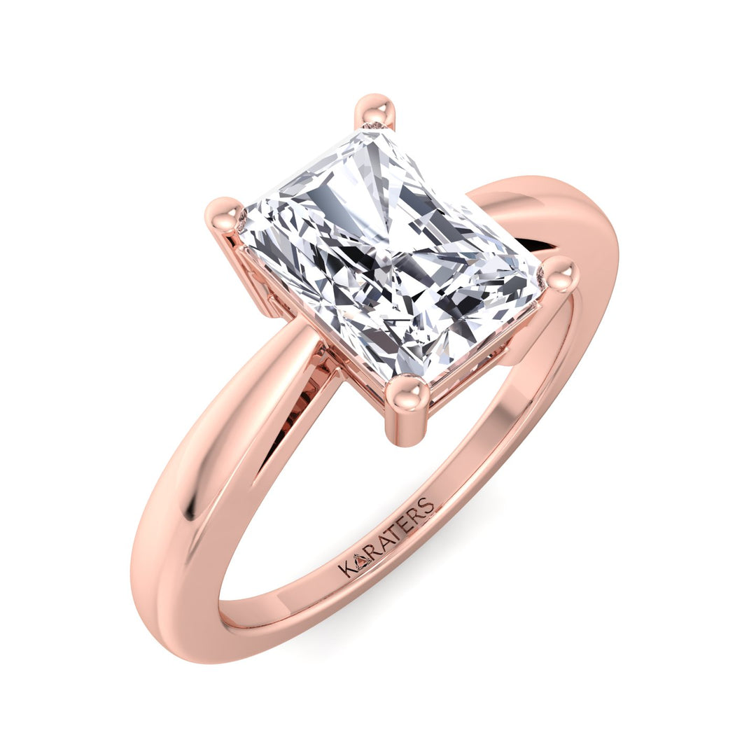 Radiant Cut Lab Diamond Solitaire Engagement Ring Rose