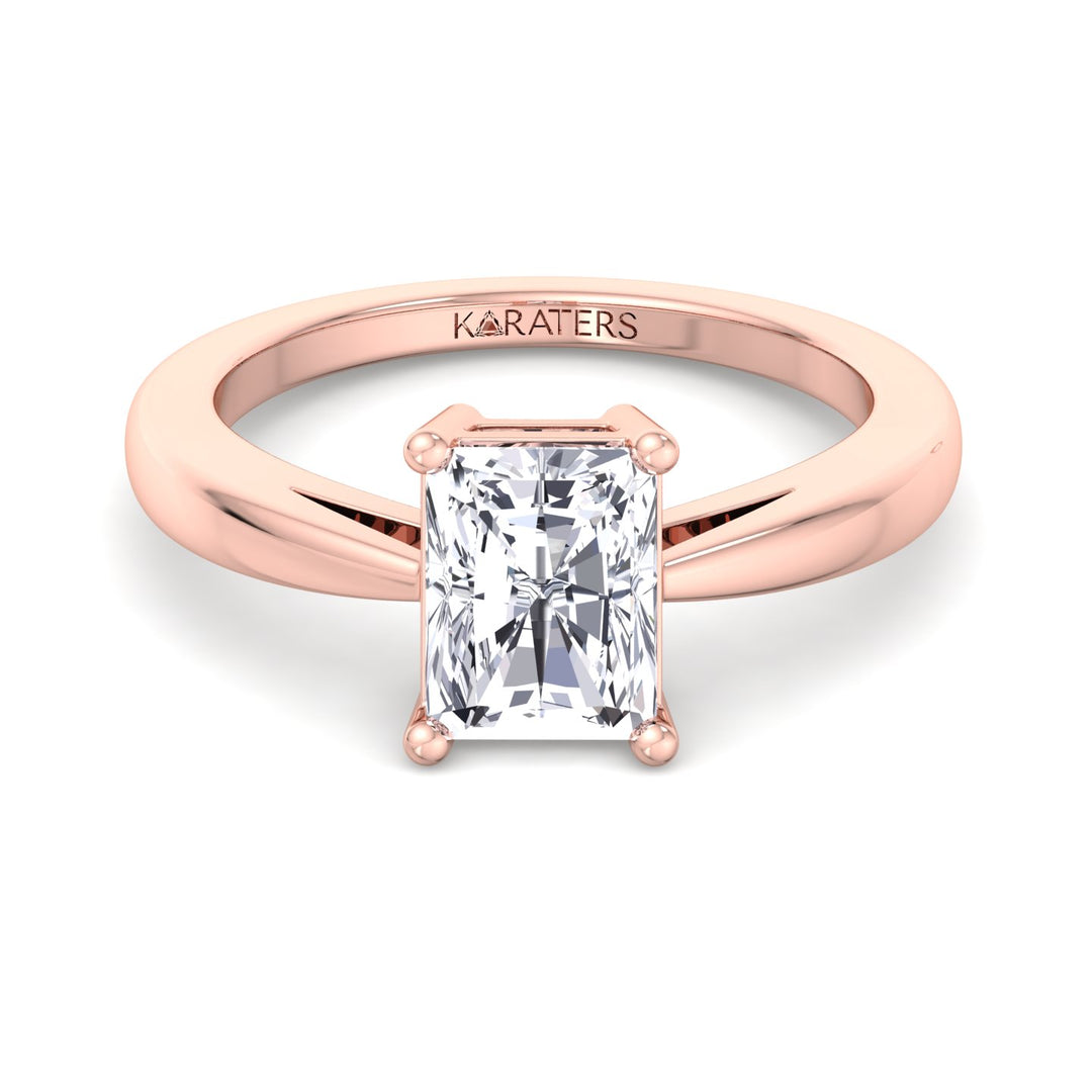 Radiant Cut Lab Diamond Solitaire Ring Rose Gold