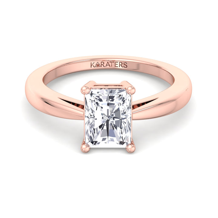 Radiant Cut Lab Diamond Solitaire Ring Rose Gold