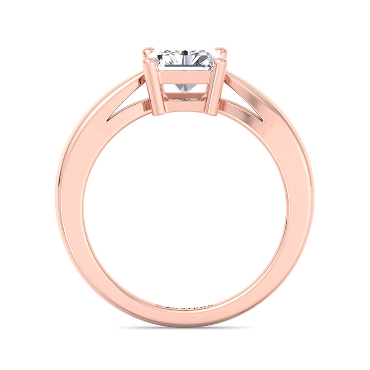 Radiant Cut Lab Diamond Solitaire Rose Gold Ring