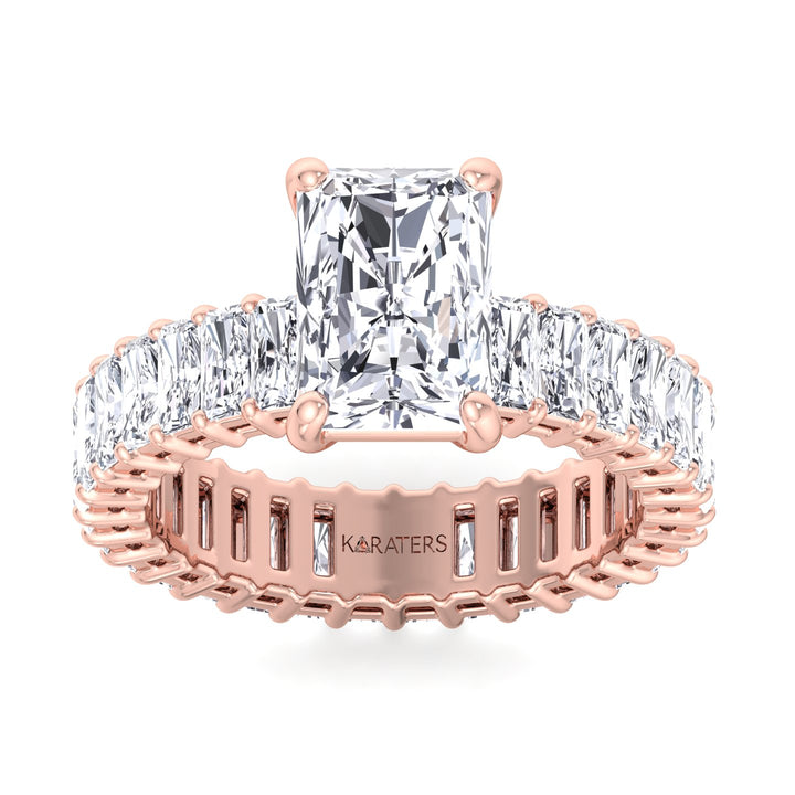 Radiant Lab Diamond Eternity Rose Gold Ring 