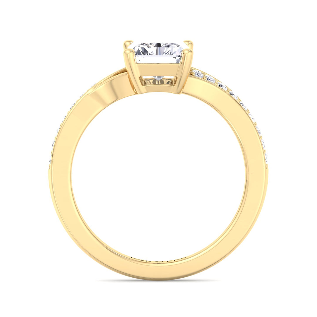 Radiant Lab Diamond Ring Sidestones Yellow 