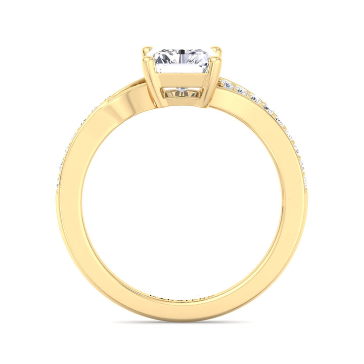 Radiant Lab Diamond Ring Sidestones Yellow 