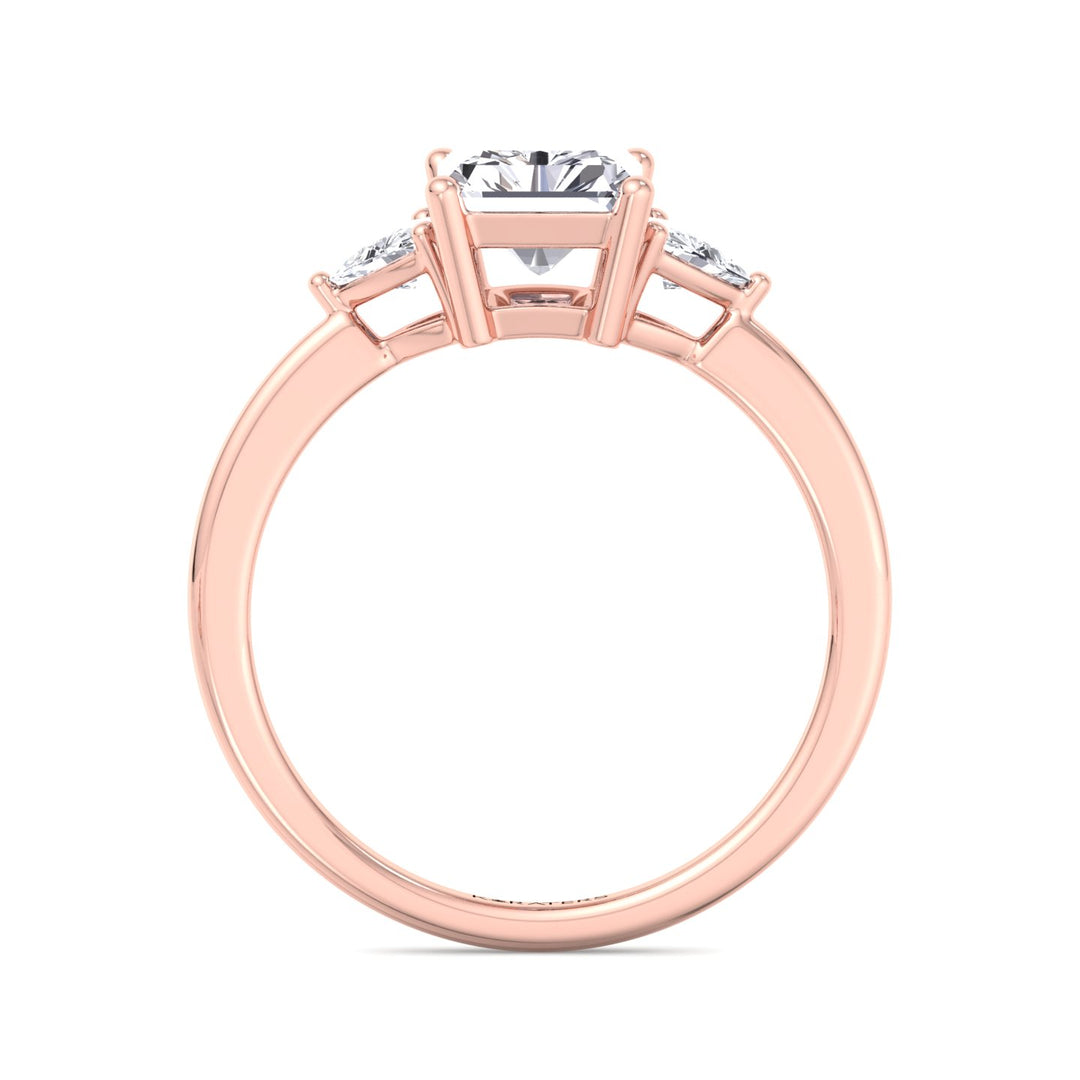 Radiant Lab Diamond Rose Ring Trillion Sidestones 