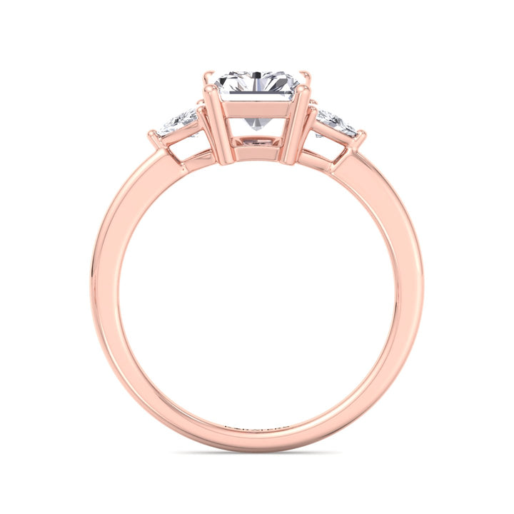 Radiant Lab Diamond Rose Ring Trillion Sidestones 