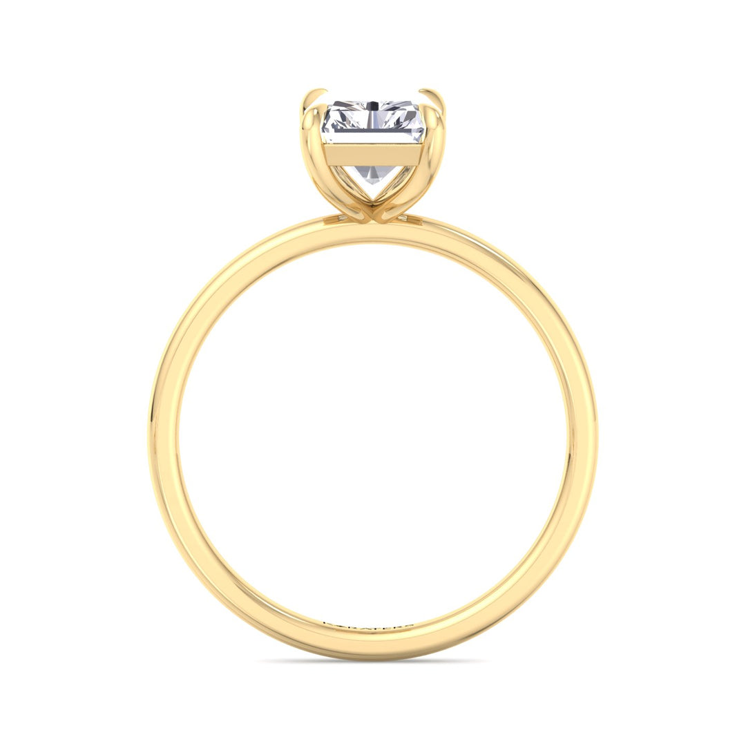 Radiant Solitaire Lab Diamond Claw Prong Ring Yellow