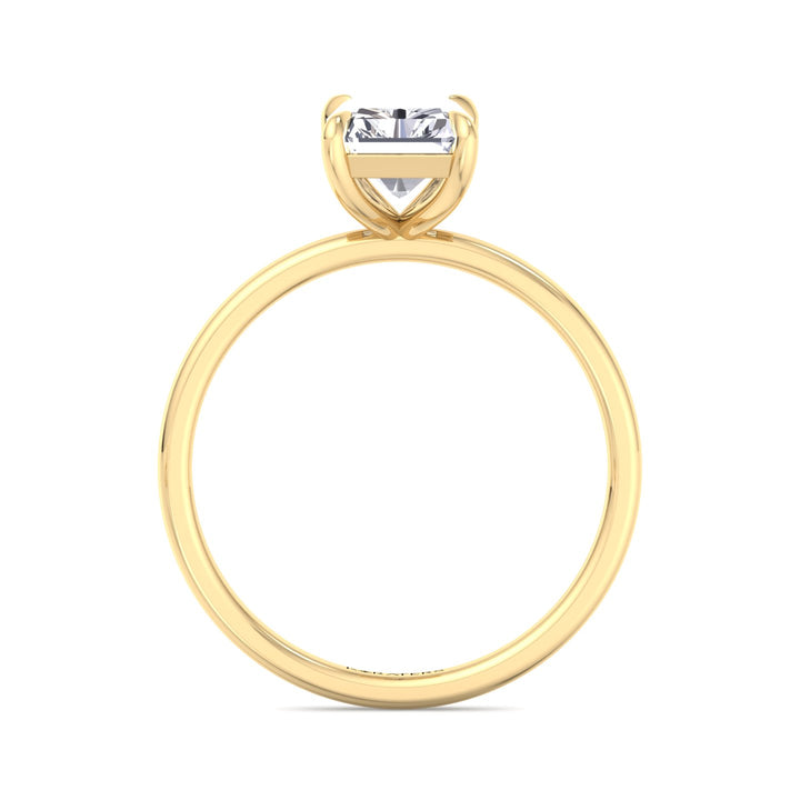 Radiant Solitaire Lab Diamond Claw Prong Ring Yellow