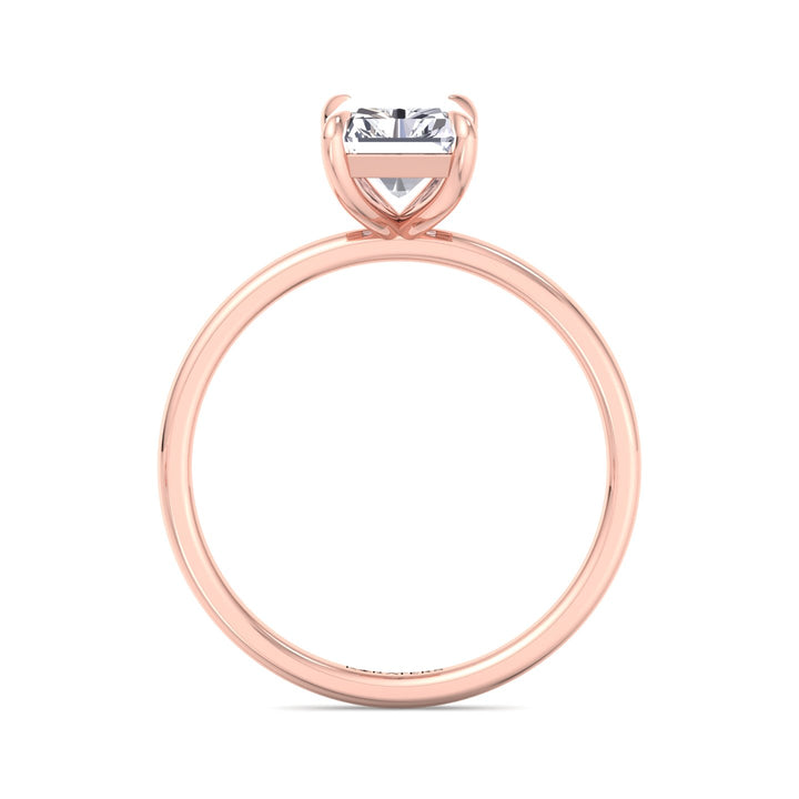 Radiant Solitaire Lab Diamond Claw Prong Rose Ring 
