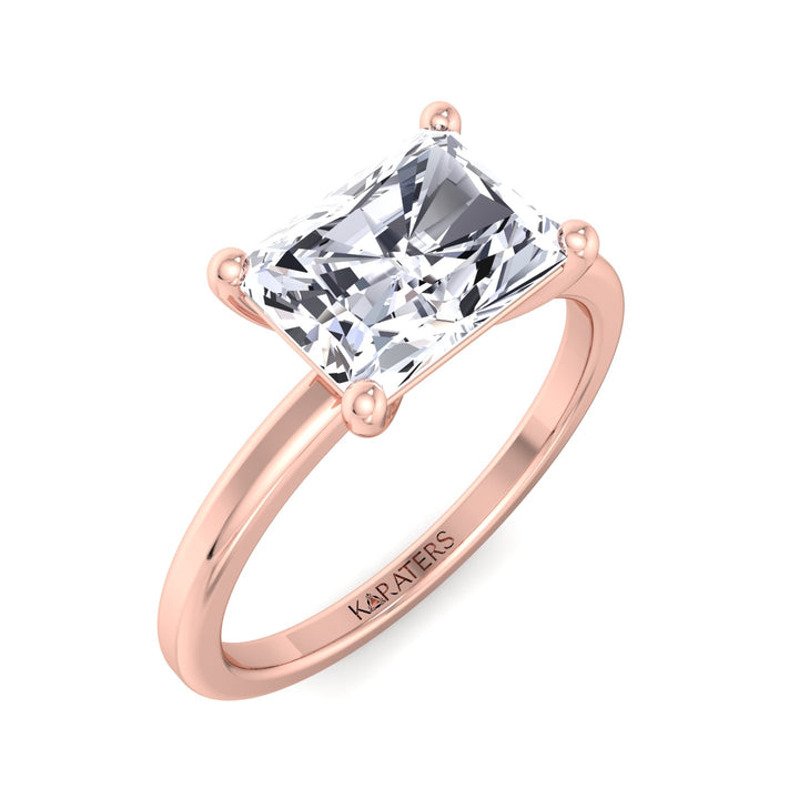 Radiant Solitaire Lab Diamond Ring East West Rose